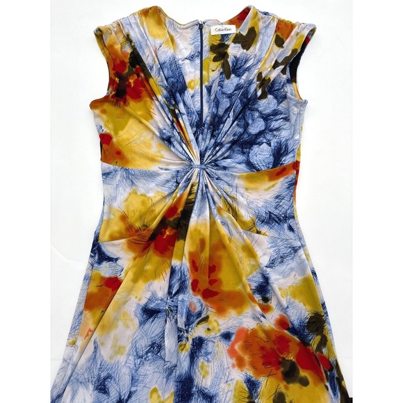 Calvin Klein‎ Tropical 90s Sheath Dress Y2K Floral Career Casual Sundress M - Picture 5 of 10